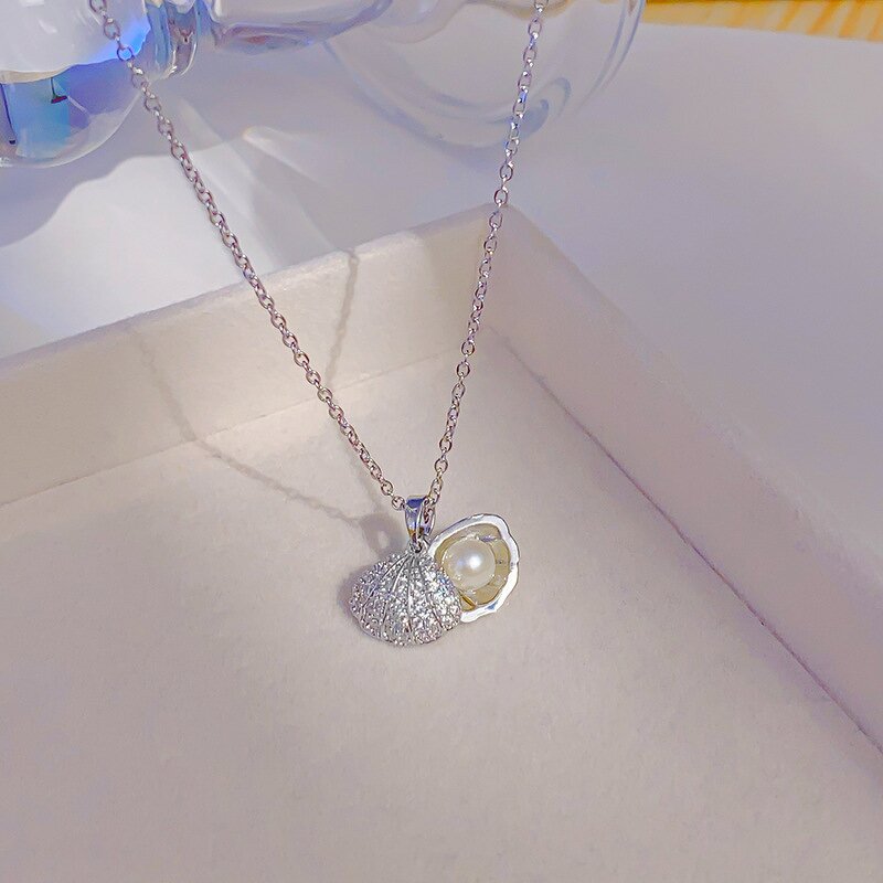Necklace - Manufacturer 18K Gold Shell Zircon Stainless Steel Pearl Hollow Open