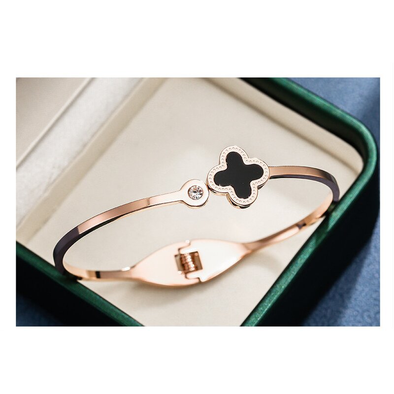 Bracelet - Manufacturer Four-leaf Flower Titanium Steel Rose Gold Diamond Women