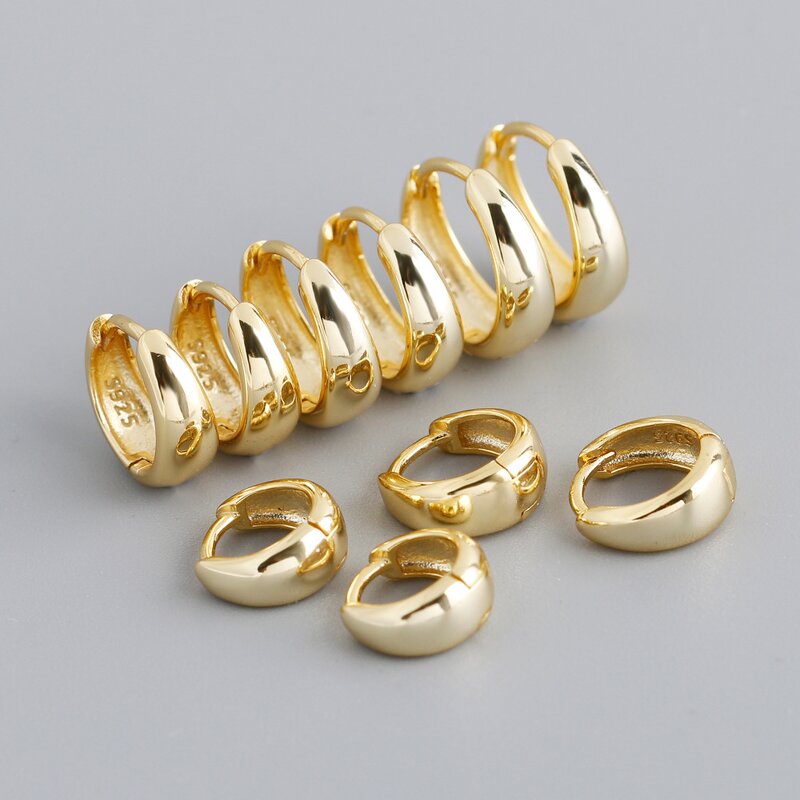 Earrings - Manufacturer S925 Silver 18K Gold Chunky Huggie Hoop for Women