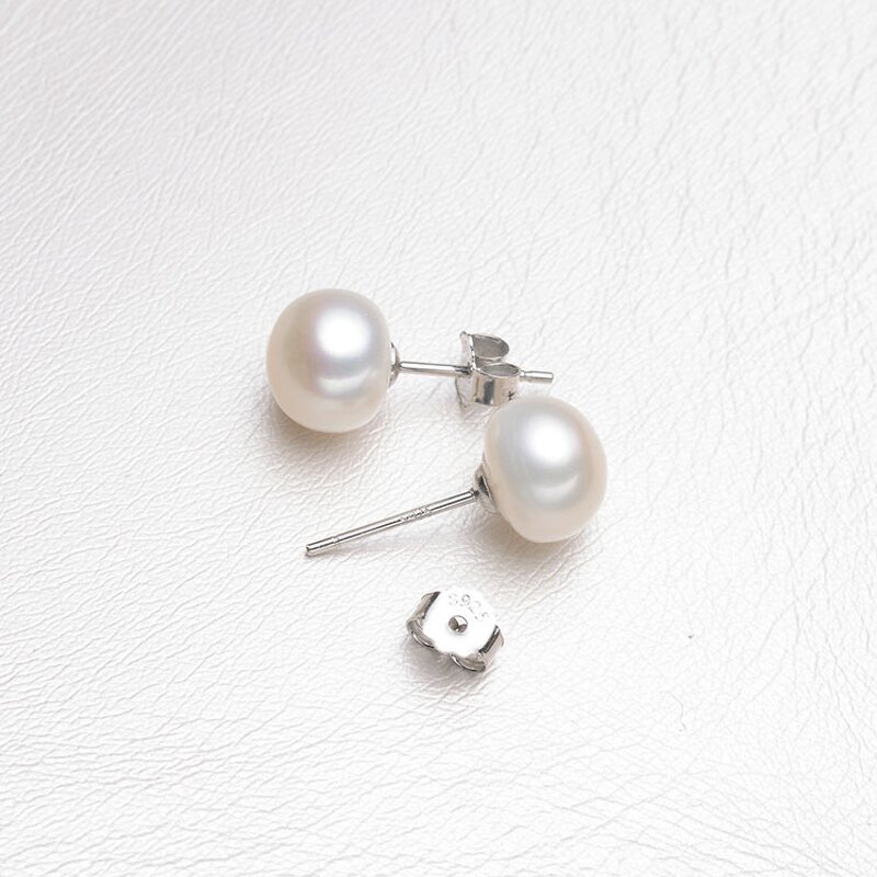 Earrings - Manufacturer S925 Silver 5-10mm 5A Semi Round Freshwater Pearl Stud