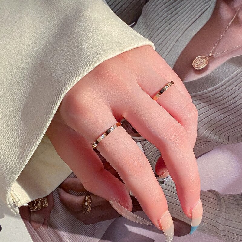 Ring - Manufacturer 18K Gold Titanium Steel Thin Couple Diamond Fashion Ring