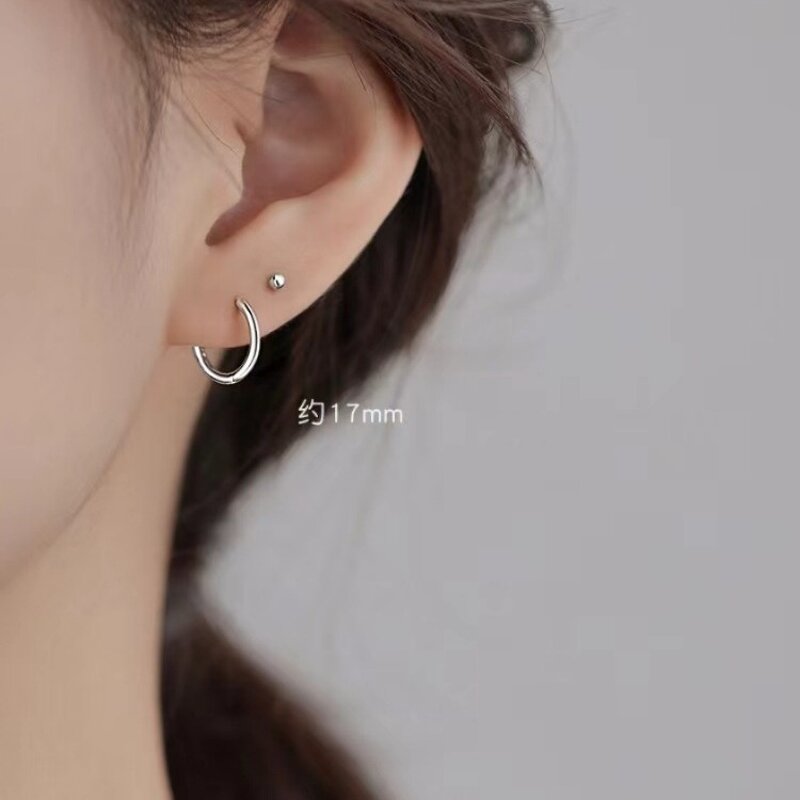 Earrings - Manufacturer 2025 S925 Silver Gold Glossy Huggie Piercing Hoop Women