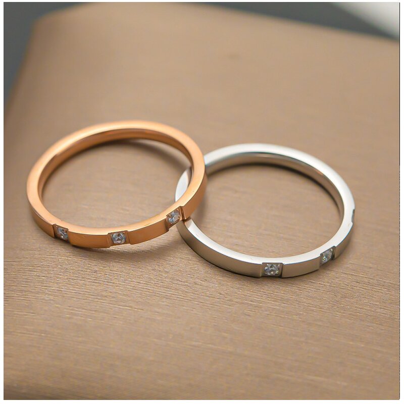 Ring - Manufacturer 18K Gold Titanium Steel Thin Couple Diamond Fashion Ring