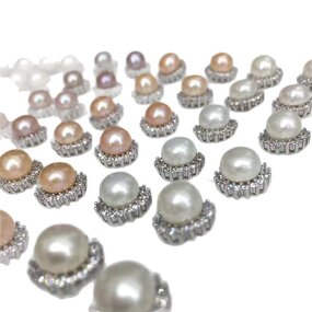Earrings - Manufacturer 7-8mm Natural Pearl S925 Silver Zircon Fashion Stud