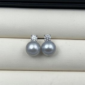 Earrings - Manufacturer S925 Silver 9mm 5A Pearl Zircon Diamond Set Light Stud