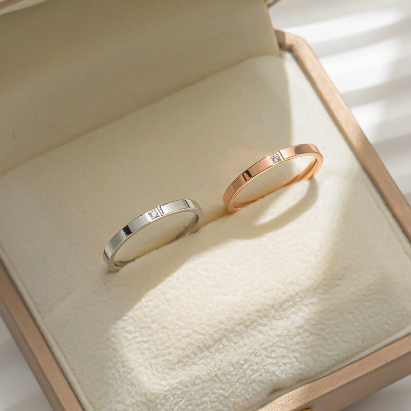 Ring - Manufacturer 18K Gold Titanium Steel Thin Couple Diamond Fashion Ring