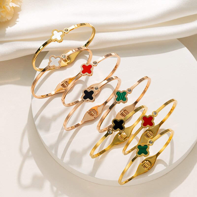 Bracelet - Manufacturer Four-leaf Flower Titanium Steel Rose Gold Diamond Women