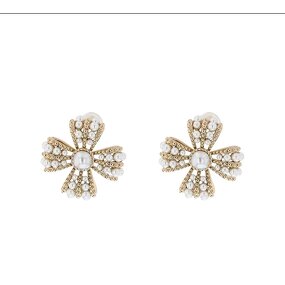 Earrings - Manufacturer S925 Silver French Pearl Flower Niche Delicate Stud