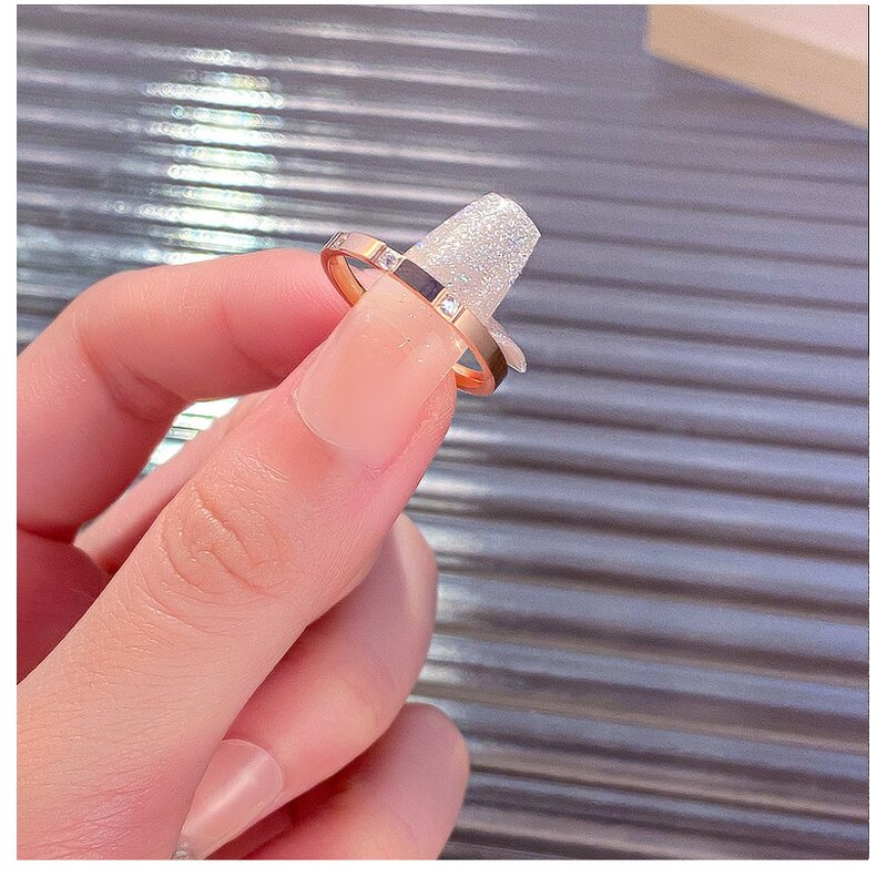 Ring - Manufacturer 18K Gold Titanium Steel Thin Couple Diamond Fashion Ring