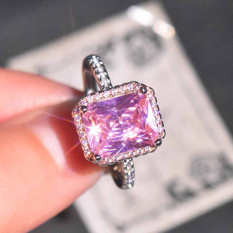 Ring - Manufacturer Lemon Yellow Pink Square Diamond Bridal Engagement Ring