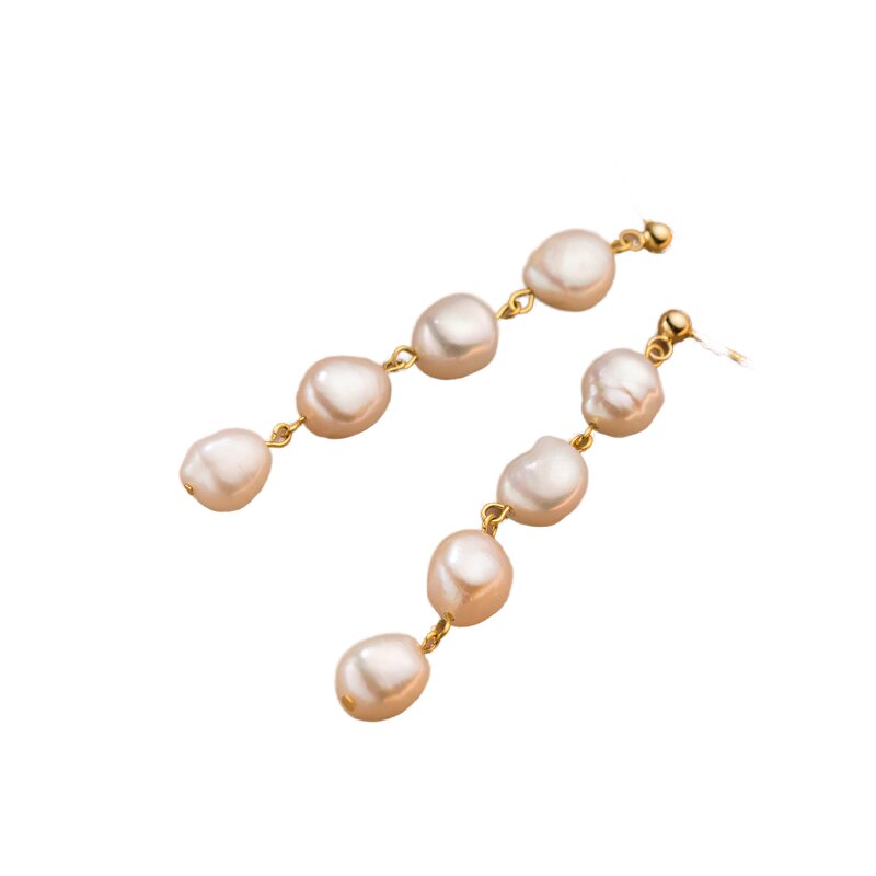 Earrings - Manufacturer S925 Silver 18K Gold Baroque Pearl Tassel Dangle for Girls
