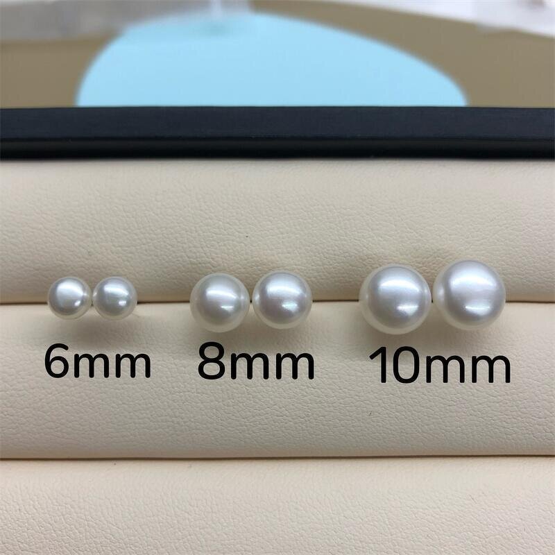Earrings - Manufacturer S925 Silver 5-10mm 5A Semi Round Freshwater Pearl Stud