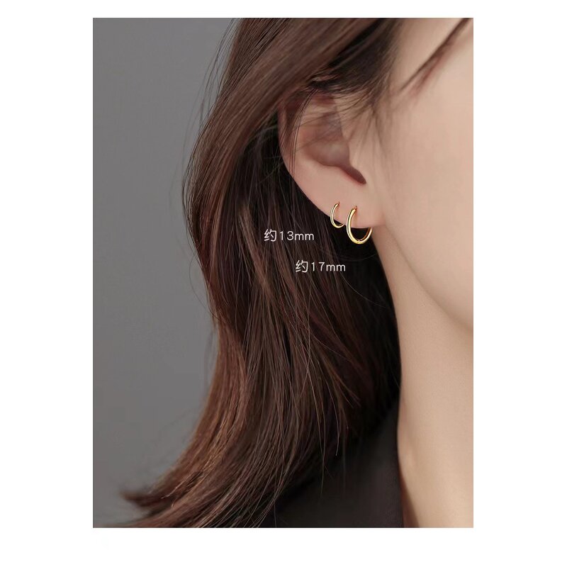 Earrings - Manufacturer 2025 S925 Silver Gold Glossy Huggie Piercing Hoop Women