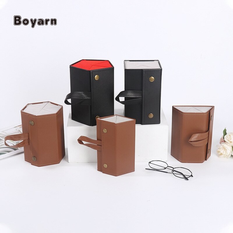 Glasses Case - Manufacturer 5-Slot Foldable Leather Custom Logo Travel Organizer