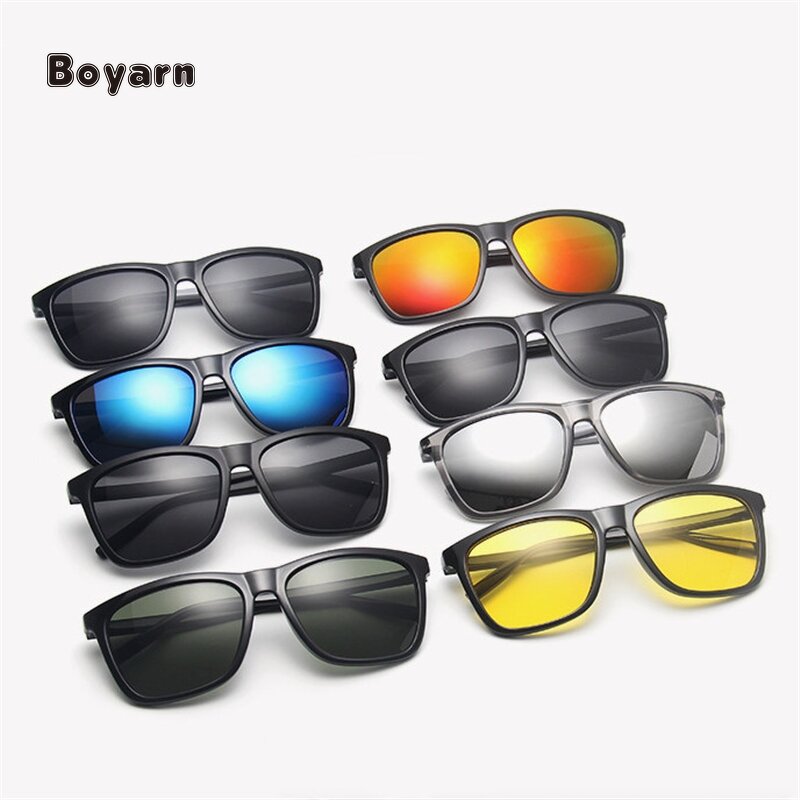 Sunglasses - Manufacturer HKBY1194 Unisex Black PC Square UV400 Custom Logo