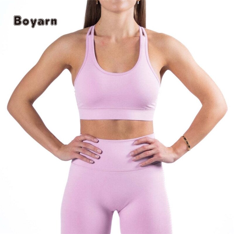 Yoga Bra - Manufacturer Women's Seamless Cross Back Padded Custom Plus Size Soft