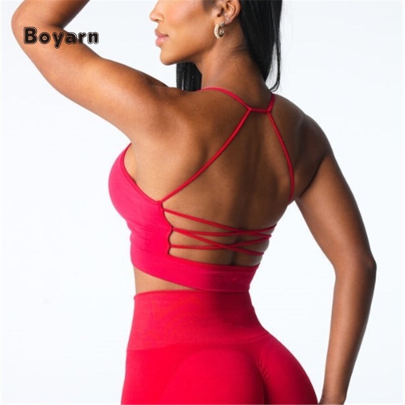 Crop Top - Manufacturer Women's Seamless Cross Back High Elastic Activewear Bra
