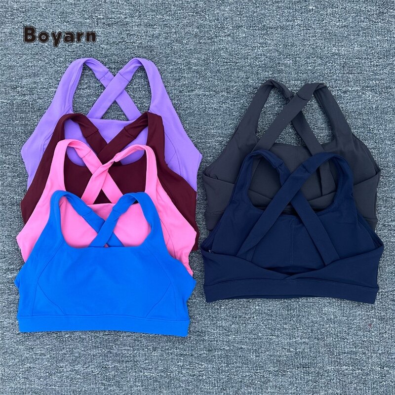 Sports Bra - Manufacturer Women's Nylon Cross Strap Padded Quick-Dry Yoga Fitness