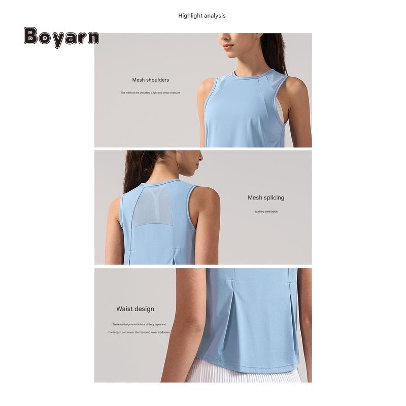 Yoga Crop Top - Manufacturer Women's Mesh Quick-Dry Sleeveless Round Neck Gym