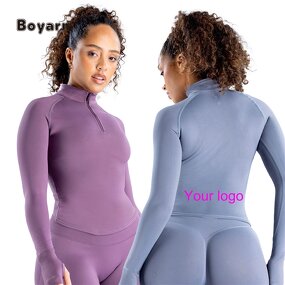 Sport Jacket - Manufacturer Women's Quarter Zip Seamless Quick-Dry Long Sleeve