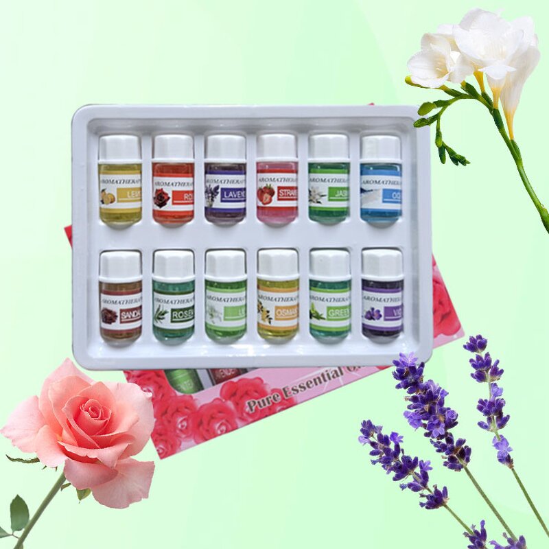 Essential Oil Set Manufacturer - Private Label Organic Diffuser Lavender Rose etc. 12pcs