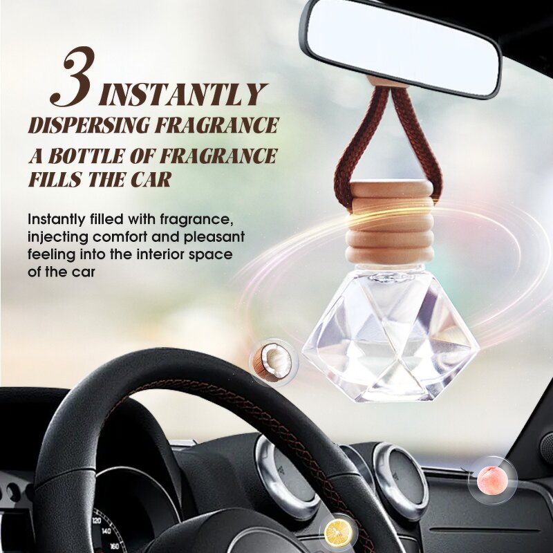 Car Air Freshener Manufacturer - 8ml Hanging Glass Diffuser, 200+ Flavors & Wooden Design