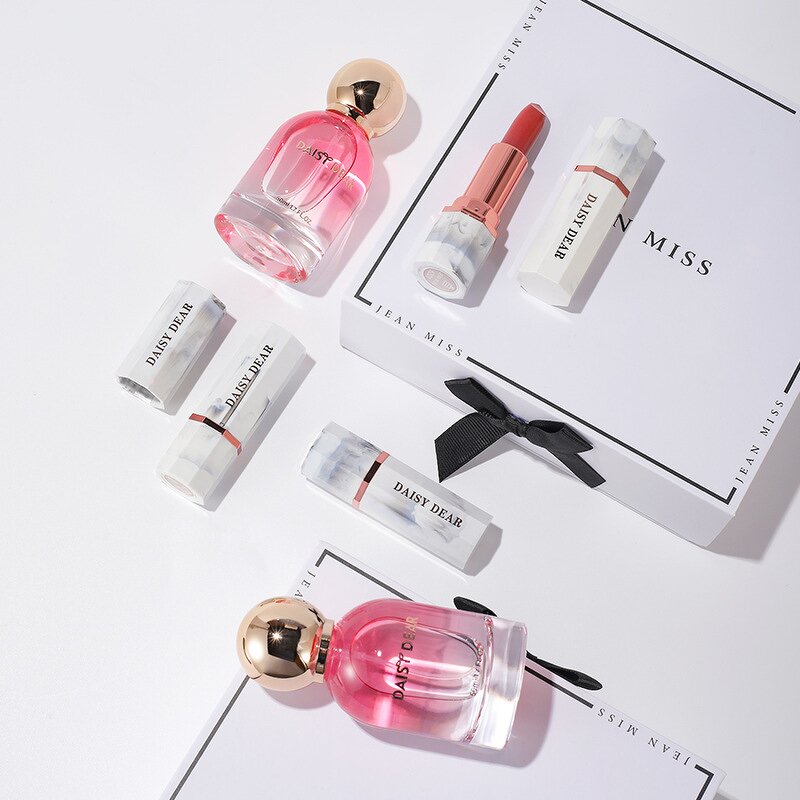 Perfume Set - Manufacturer New 50mL Perfume + 3.5g*2 Lipstick New Year Gift for Women