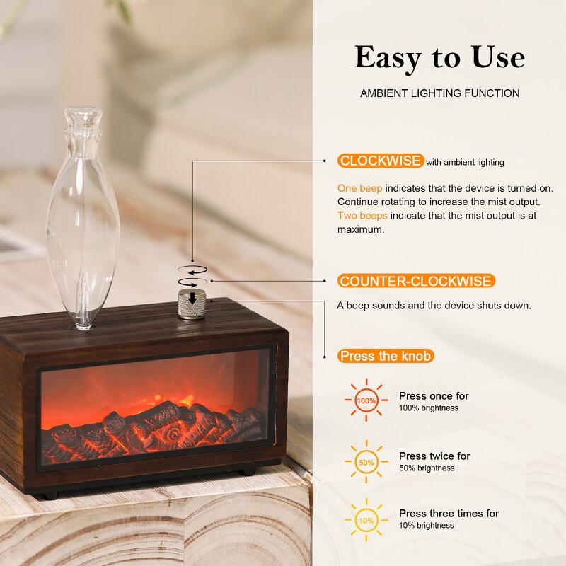 Aromatherapy Diffuser - Manufacturer Christmas Gift Flowing Flame Natural Essential Oil