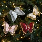 Christmas Tree Ornaments Manufacturer - 3D Glitter Butterfly Gold Red White Clip