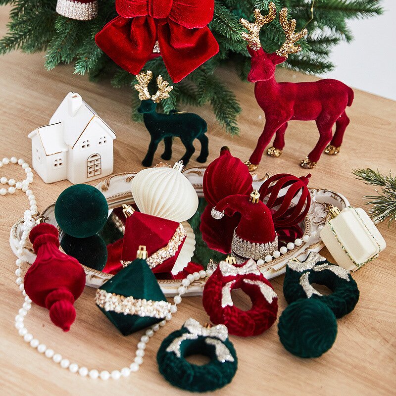 Christmas Tree Ball Manufacturer - Customize Flocking Pompom Hanging Decoration