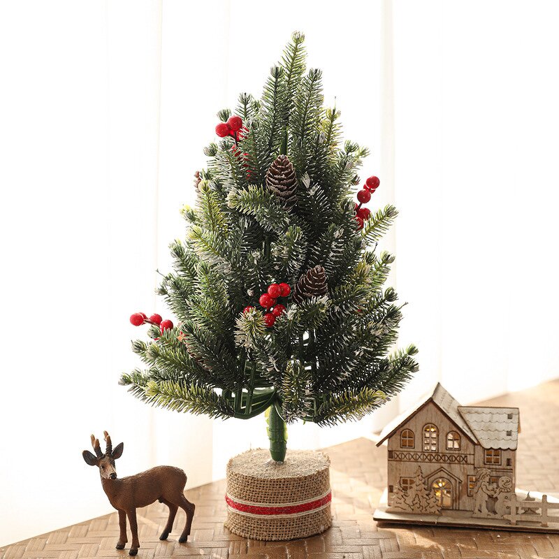 Christmas Tree Manufacturer - Plastic Simulation Green with Snow Mini Red Fruit