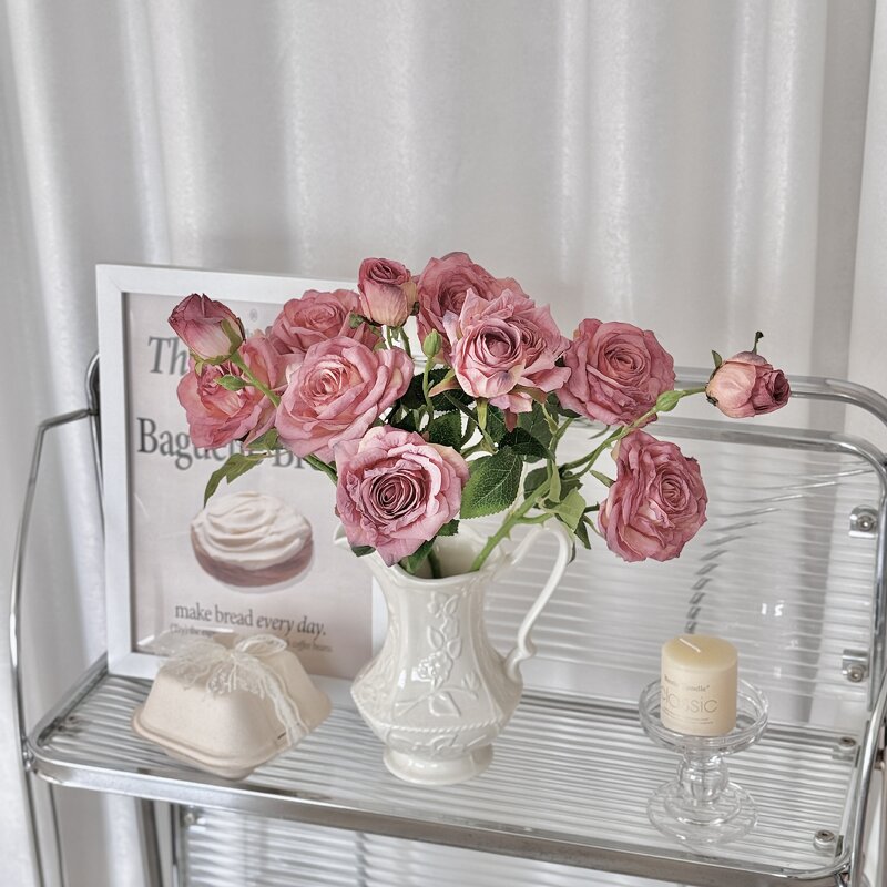 Artificial Flowers Manufacturer - Retro Burnt Edge Oil Painting Style with 3 Roses