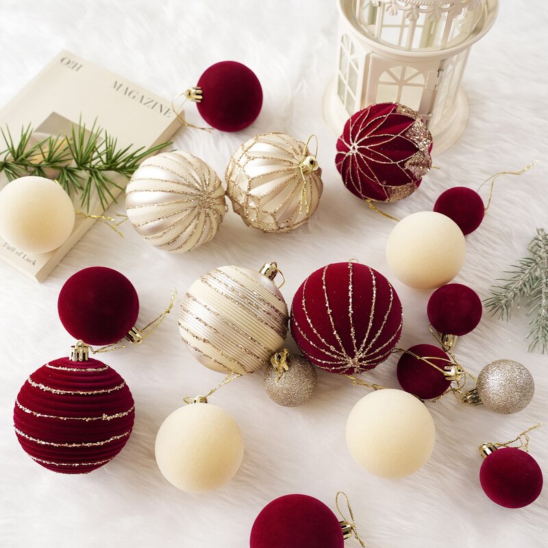Christmas Ball Ornaments Manufacturer - Wholesale Red Flocking Velvet Fabric Baubles