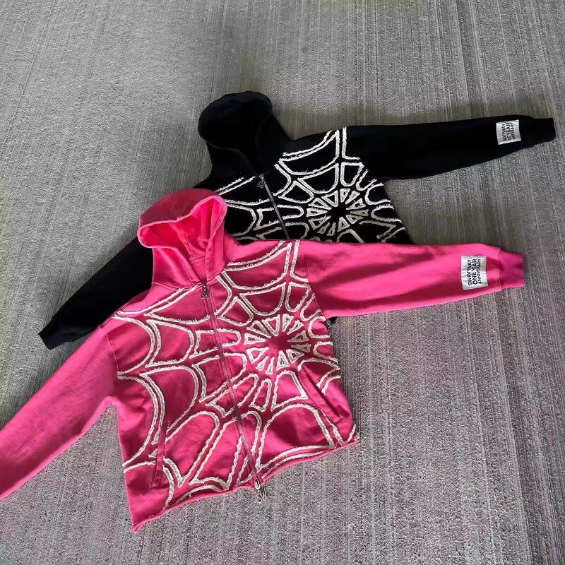 Men's Hoodie Manufacturer - OEM Designer Raw Cut Hem Spider Applique Embroidery