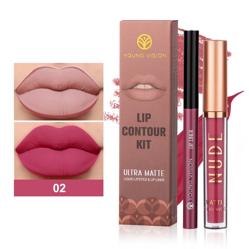 Makeup Set - Manufacturer YOUNG VISION Lip Gloss Liner 2 Suit Matte Rotatable