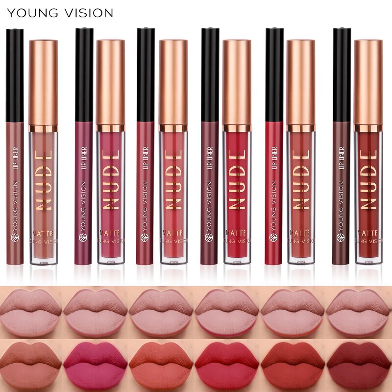 Makeup Set - Manufacturer YOUNG VISION Lip Gloss Liner 2 Suit Matte Rotatable