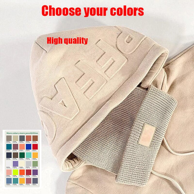 Hoodie - Manufacturer Custom Embossed Oversized White Blank Puff Print Men