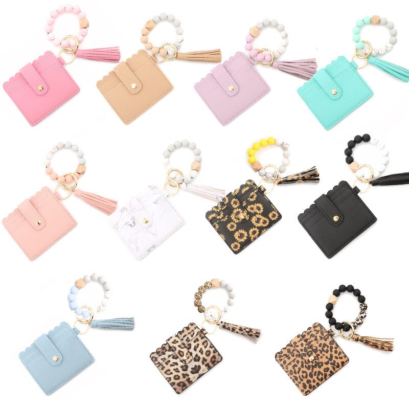 Wristband - Manufacturer Women's Silicone Bead PU Tassel Wallet ID Holder