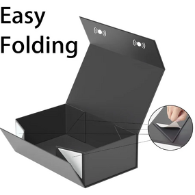 Gift Box - Manufacturer Black Fold Magnet Embossed Sponge Lined Custom Logo Luxury