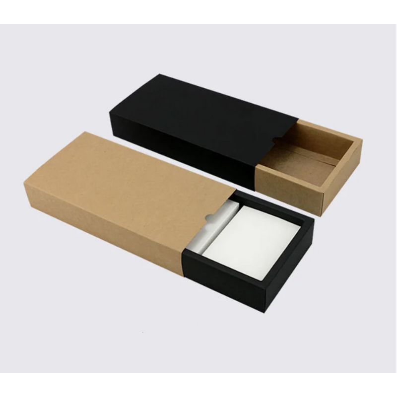 Gift Box - Manufacturer Kraft Paper Drawer Black White Lid Cosmetic Packaging
