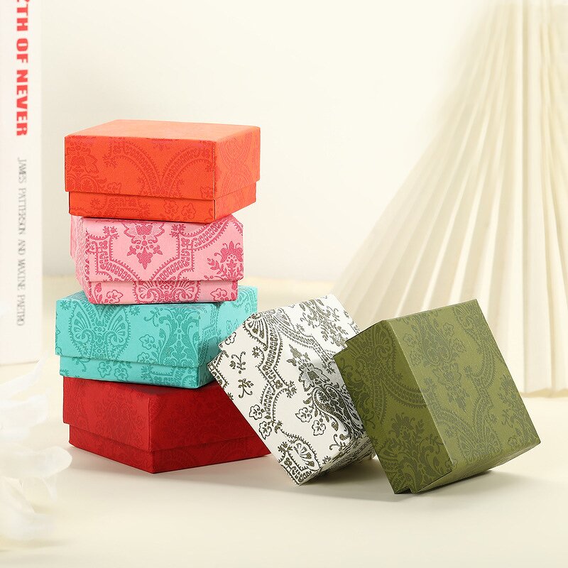 Jewelry Box - Manufacturer Custom Logo CMYK UV Floral Buckle Square Paper Cardboard