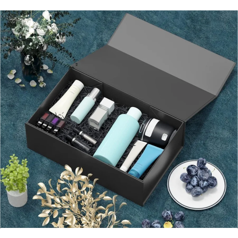 Gift Box - Manufacturer Black Fold Magnet Embossed Sponge Lined Custom Logo Luxury