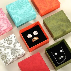 Jewelry Box - Manufacturer Wholesale Floral Orange Custom Color Size Square Ring Necklace