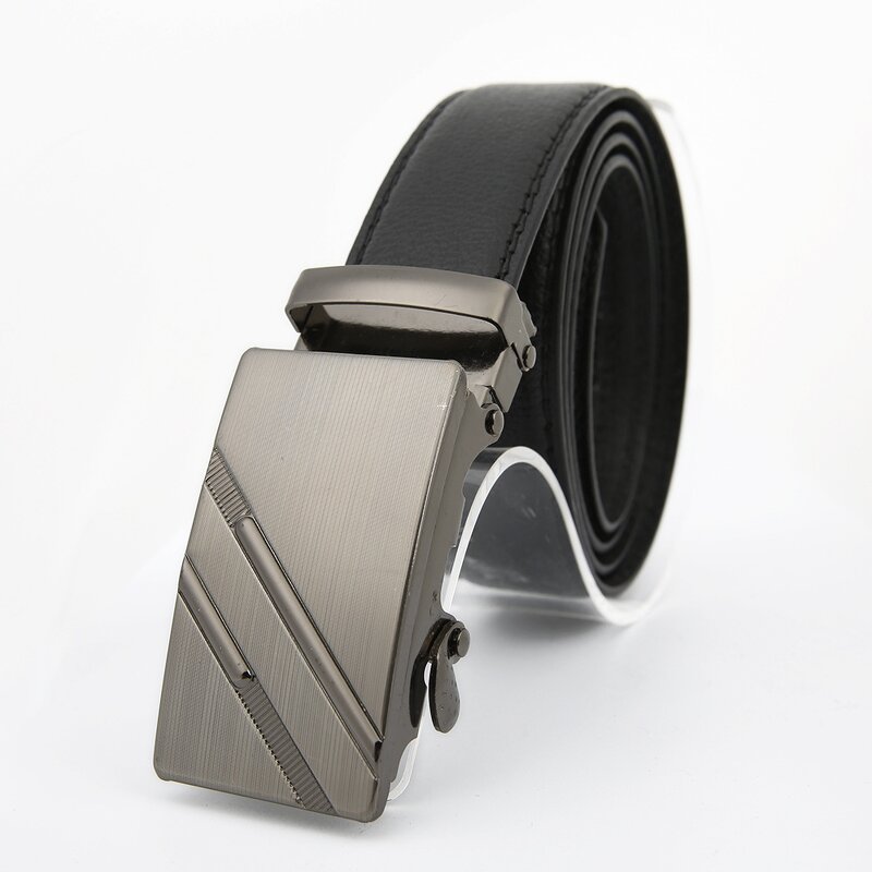Belt - Manufacturer Men's Black PU Automatic Alloy Buckle Business Accessory