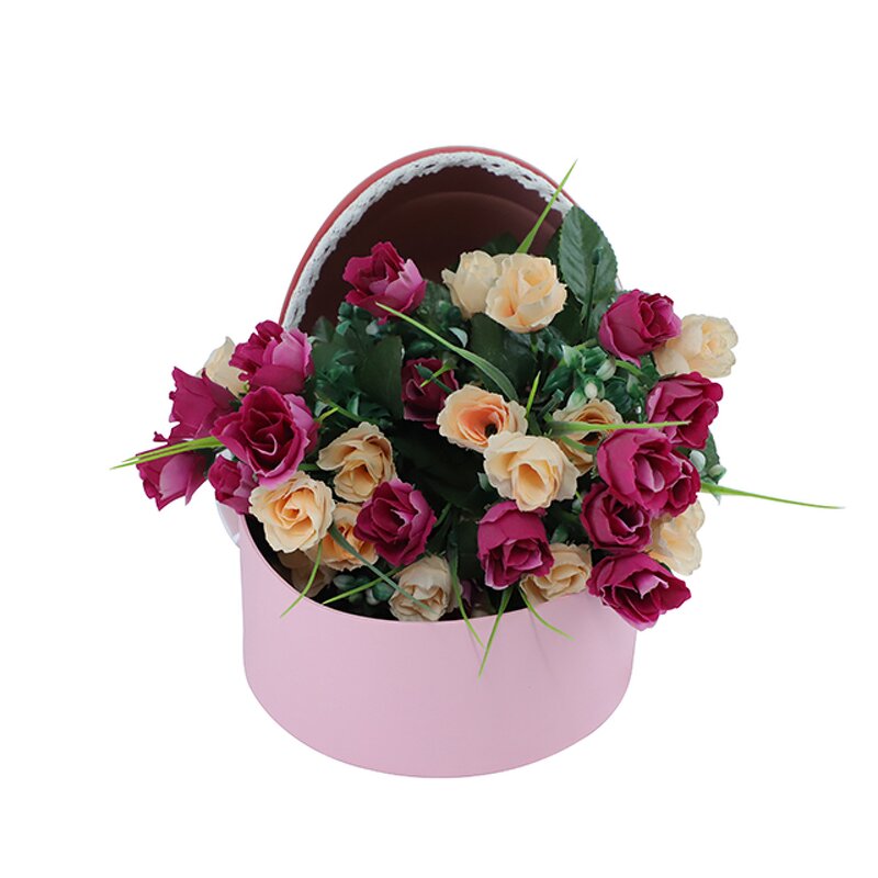 Flower Box - Manufacturer Valentine Pink Heart Sponge Lined Ribbon Wedding Rigid