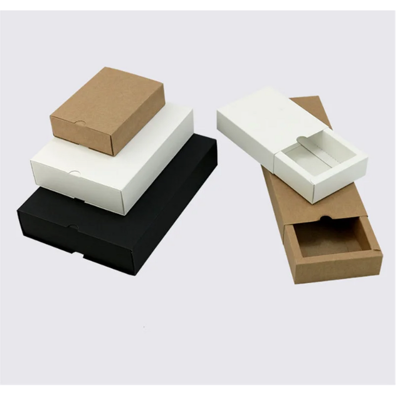 Gift Box - Manufacturer Kraft Paper Drawer Black White Lid Cosmetic Packaging