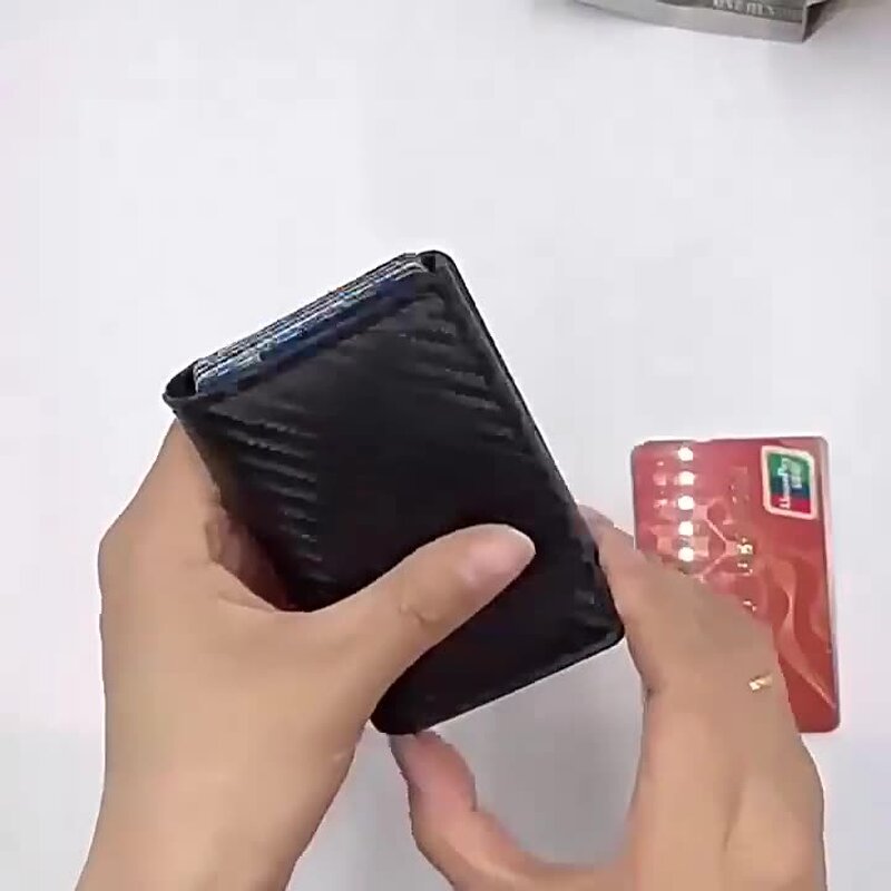 Card Bag - Manufacturer Men's Carbon Fiber RFID Zipper Multi-Card Ultra-Thin