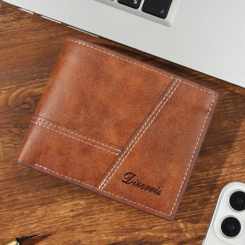 Wallet - Manufacturer Men's Soft Leather Large Capacity Multi-Slot Striped Open