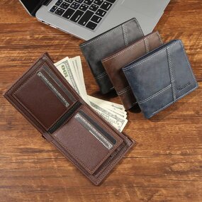 Wallet - Manufacturer Large Capacity British Bifold PU RFID Blocking Open Men