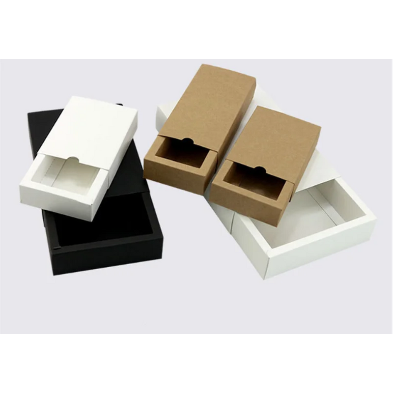 Gift Box - Manufacturer Kraft Paper Drawer Black White Lid Cosmetic Packaging